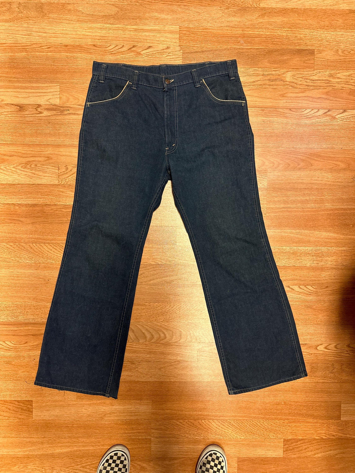 1970's Orange Tab 38 Waist Bootcut Levi's Dark Wash - House of Dow