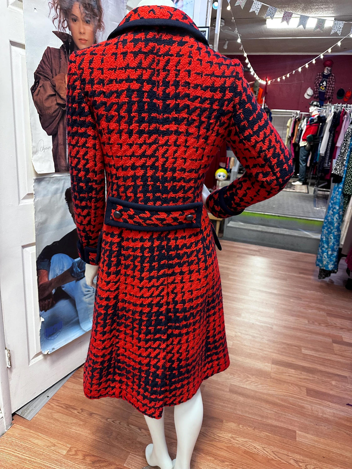 1960's Twee Cain Sloan Co Vintage Houndstooth Peacoat - House of Dow