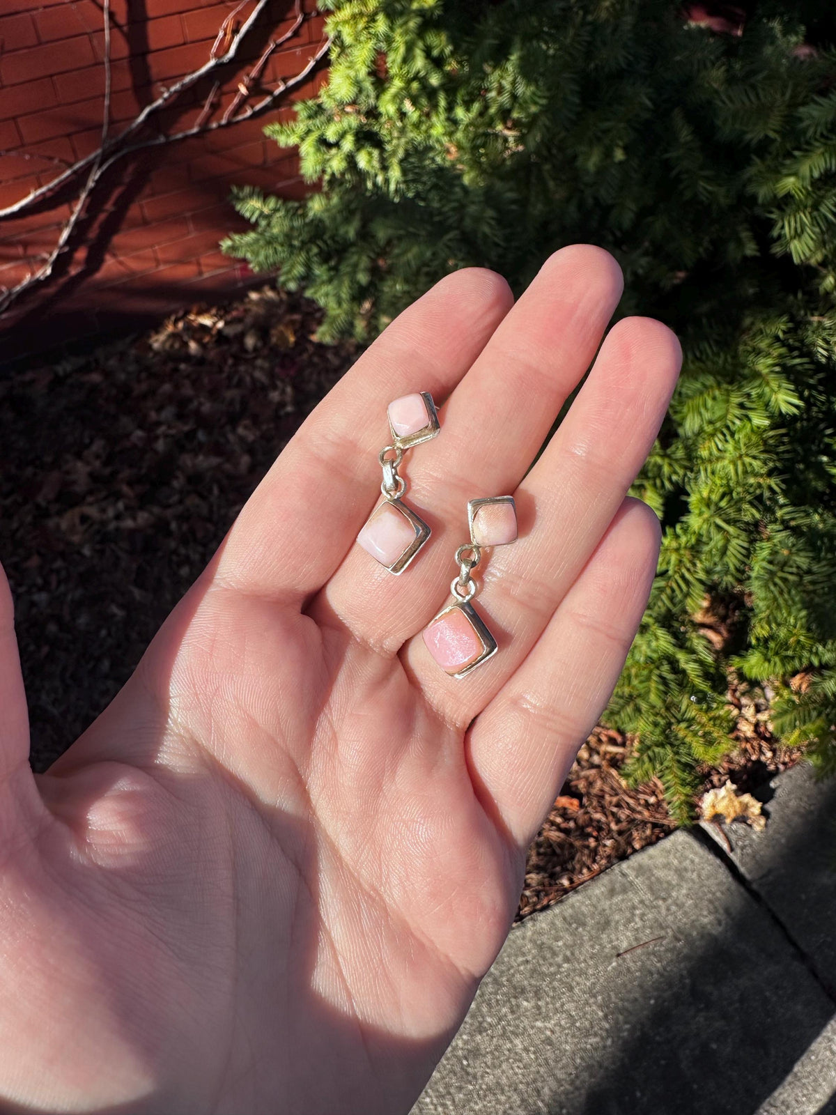 3 Piece Vintage Sterling Silver Pink Conch Shell Set Navajo Style - House of Dow