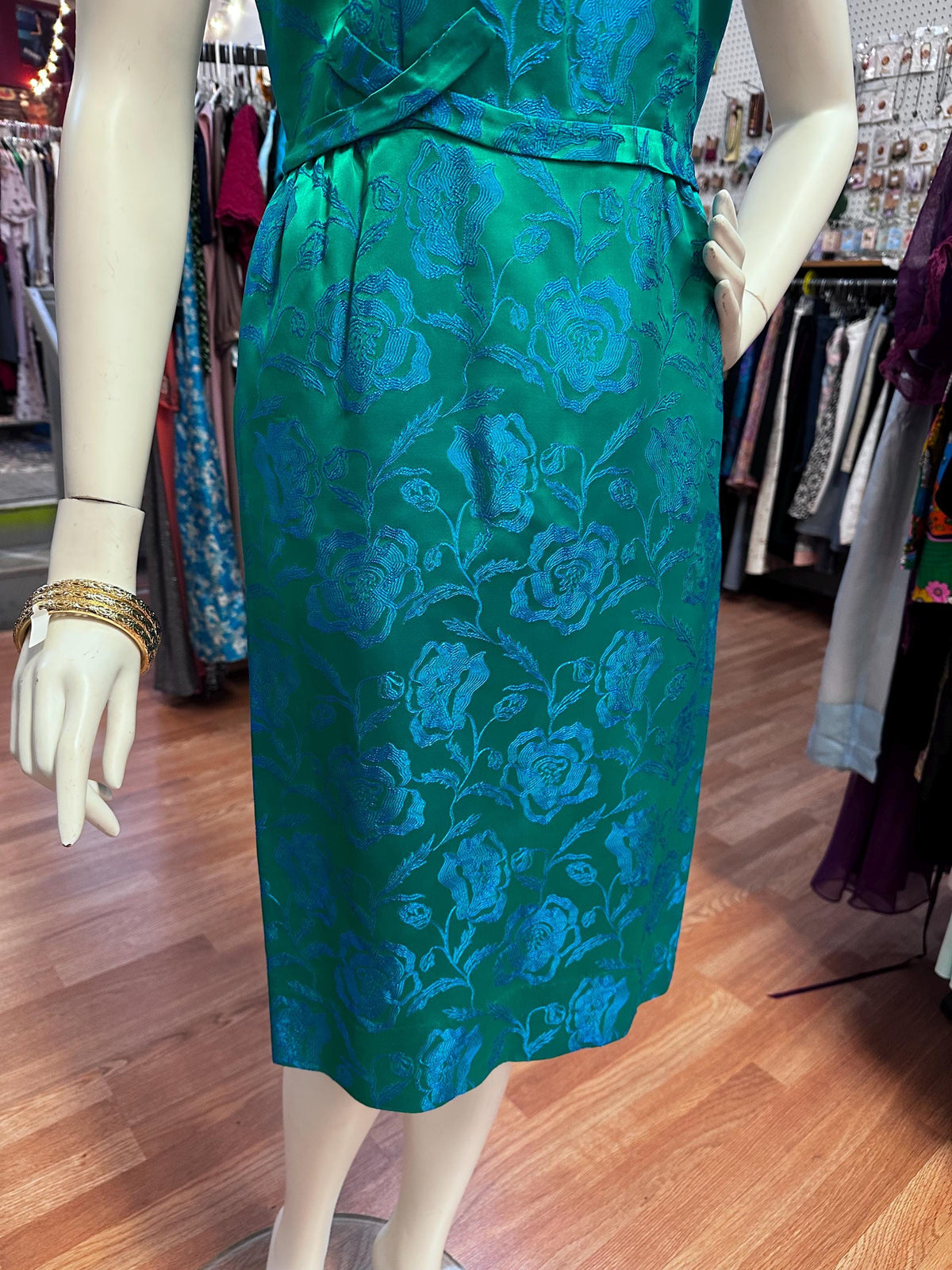 1960's Marcy Allen Two piece Brocade Silk Wiggle Dress with jacket - House of Dow