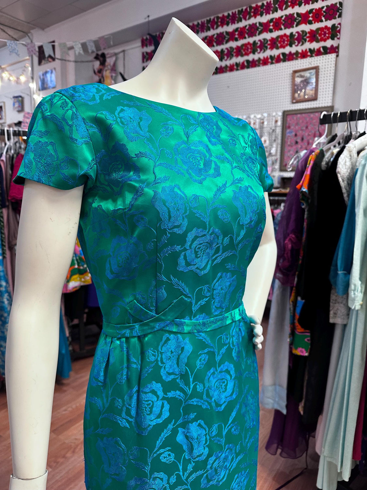 1960's Marcy Allen Two piece Brocade Silk Wiggle Dress with jacket - House of Dow
