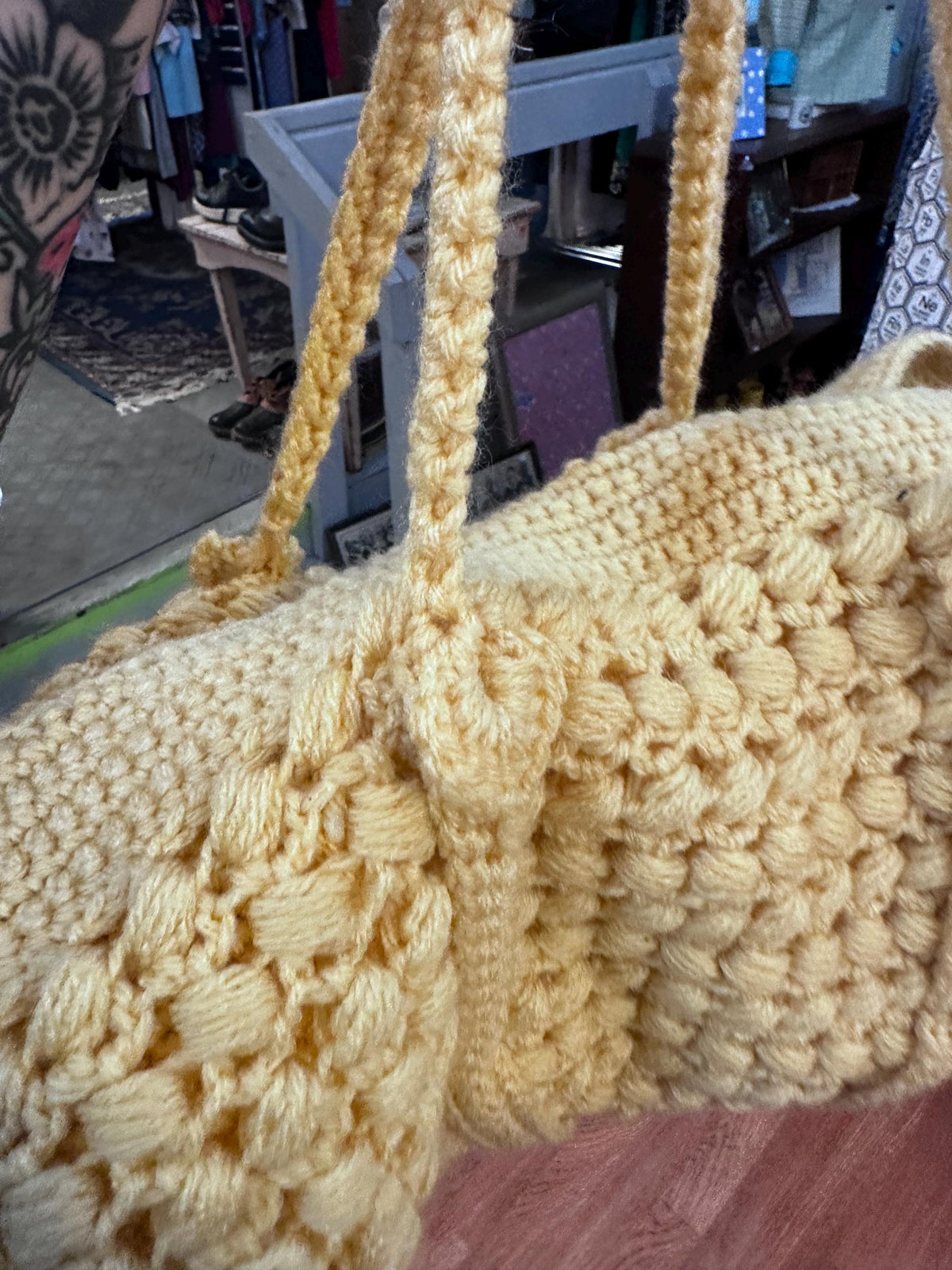 Huge Hand Crocheted Duffle Tote Bag Vintage SALE