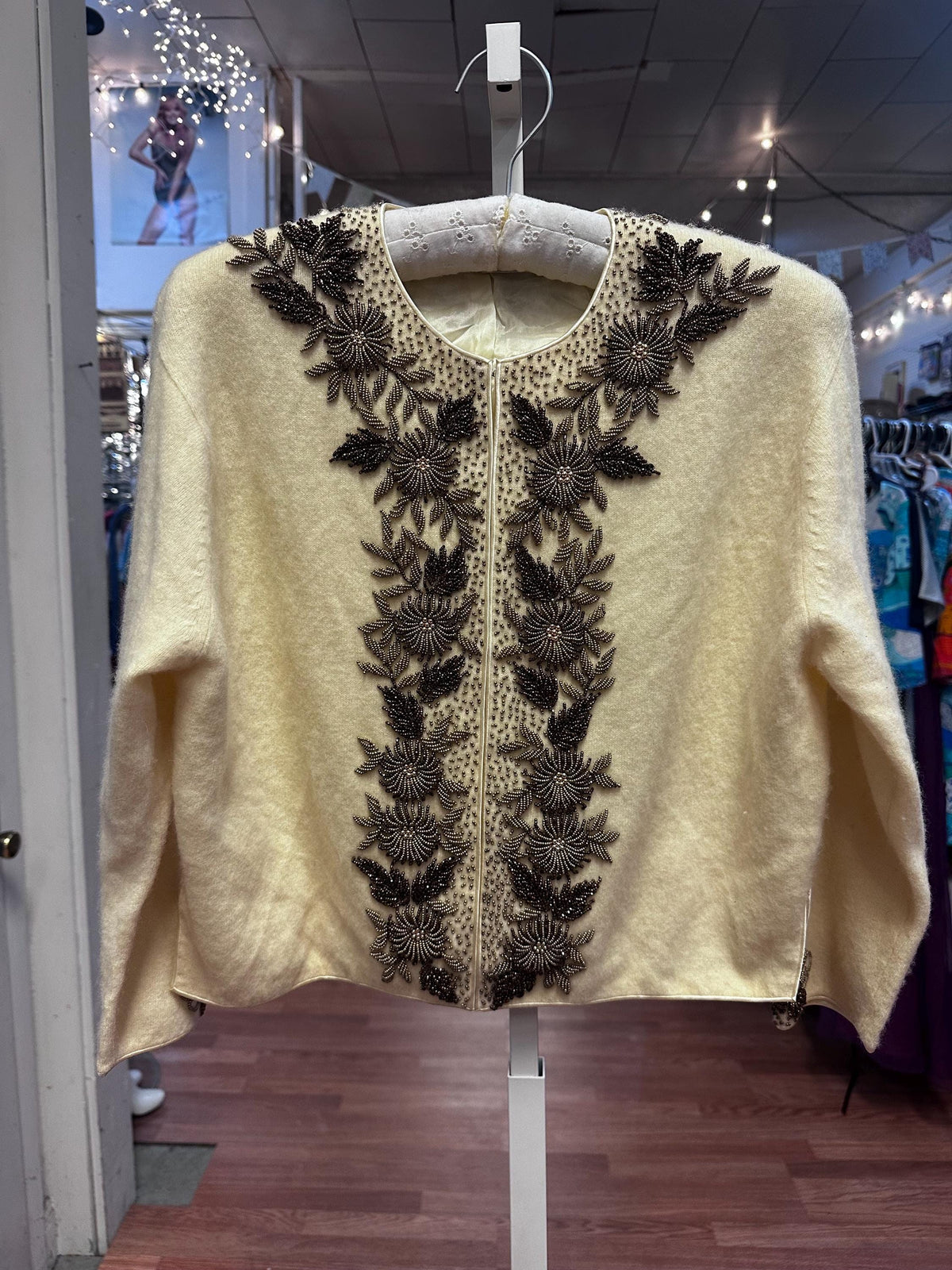 1950's Vintage Chen Sisters Hand Beaded Exquisite Cardigan Jacket
