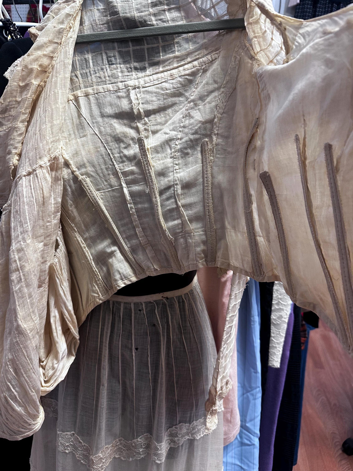 Victorian Two-Piece Dress Set with Corset & Calfskin Shoes – For Study or Display Only