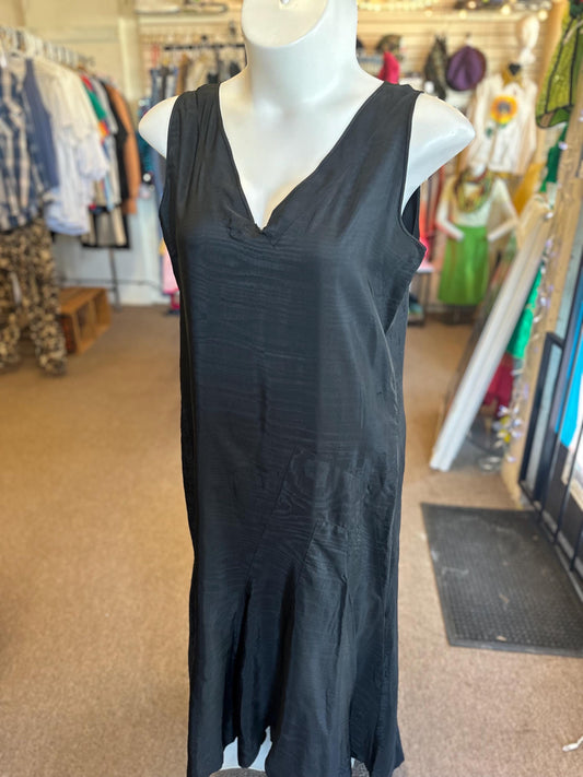 1920s Vintage Antique Flapper Black Silk Dress Plus Size