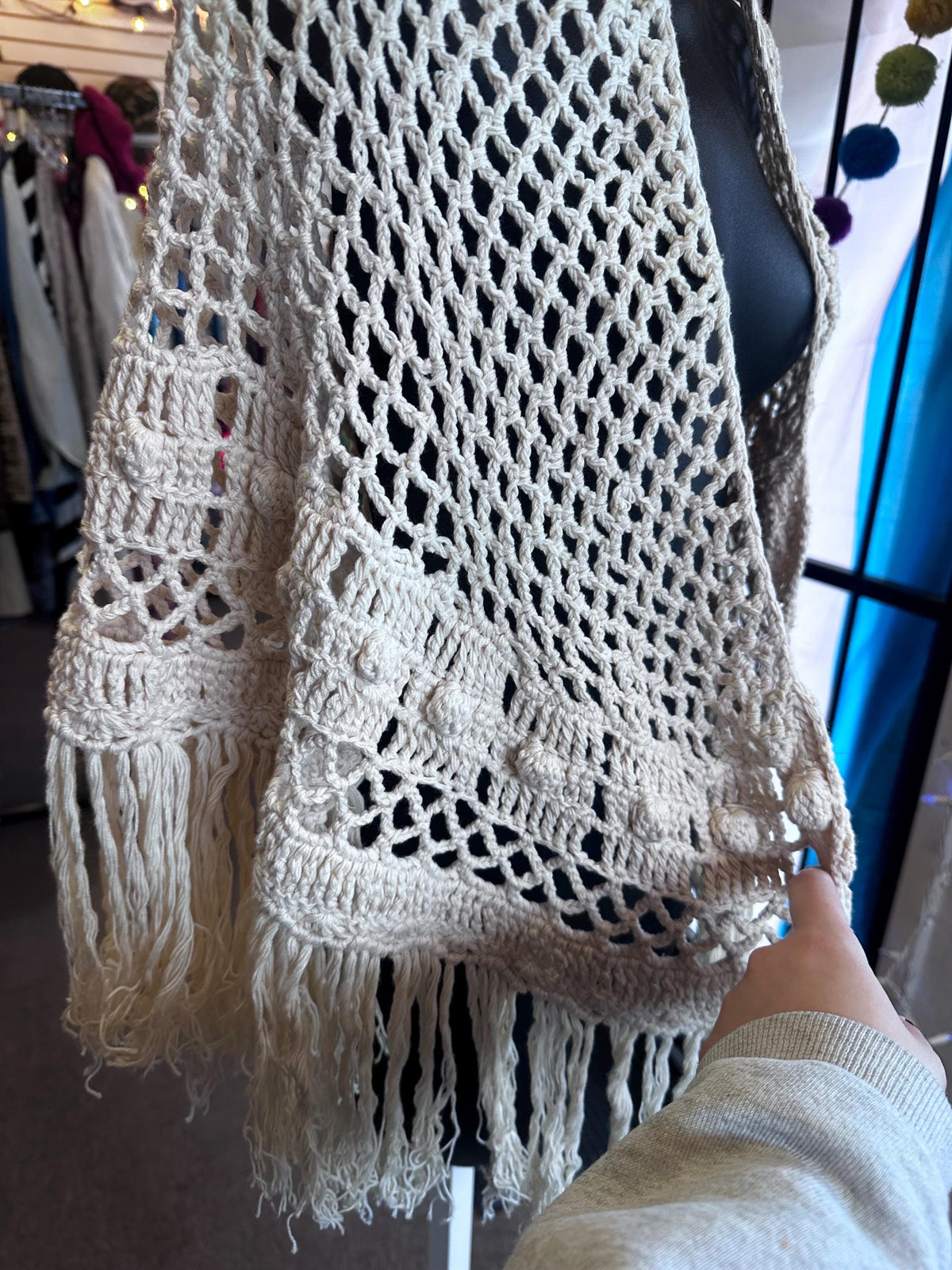 Vintage Hand Made Victorian Style Crochet Shawl OSFM