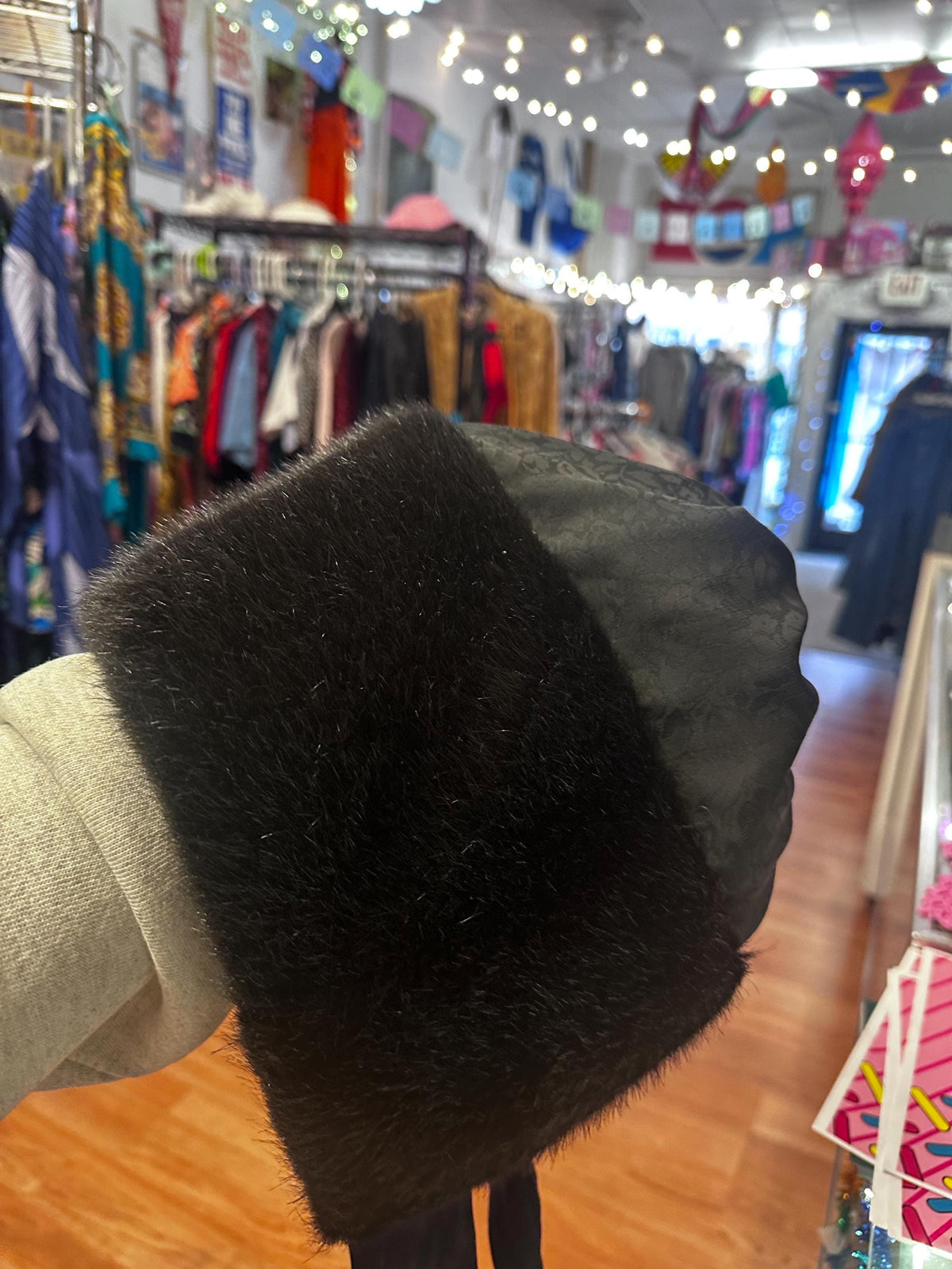Vintage Silk/Satin Faux Fur Bonnet Antique Style