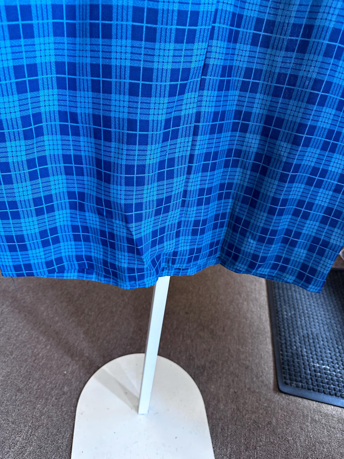 Vintage K-10 1960's/50's Plus Size 2XL 3XL Plaid Blue Dress