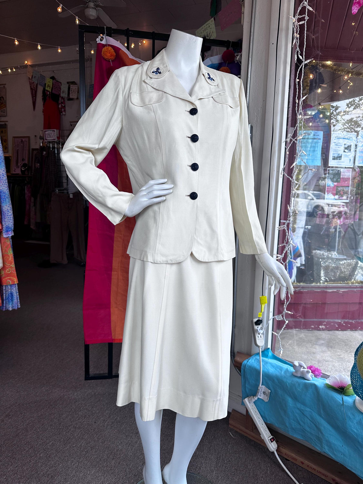 1940s WAVES Women's Naval Reserve World War II Summer Uniform Jacket and Skirt set