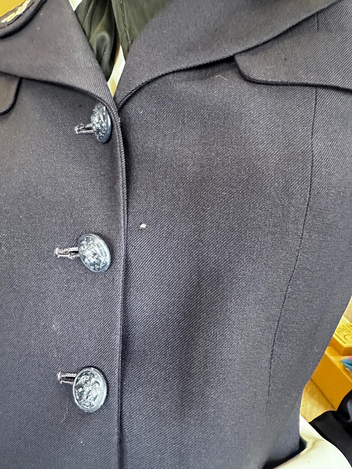 1940's WAVES Vintage Historical Women's Naval Reserve Navy Blue Medic Uniform Jacket, Skirt, Hat, and Scarf AS IS