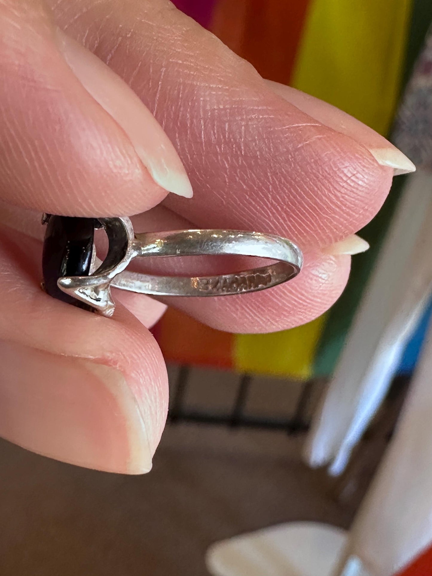 Vintage Art Deco Blue Hawk's Eye Tiger Eye Sterling silver Youth Children's Petite size 3 Ring
