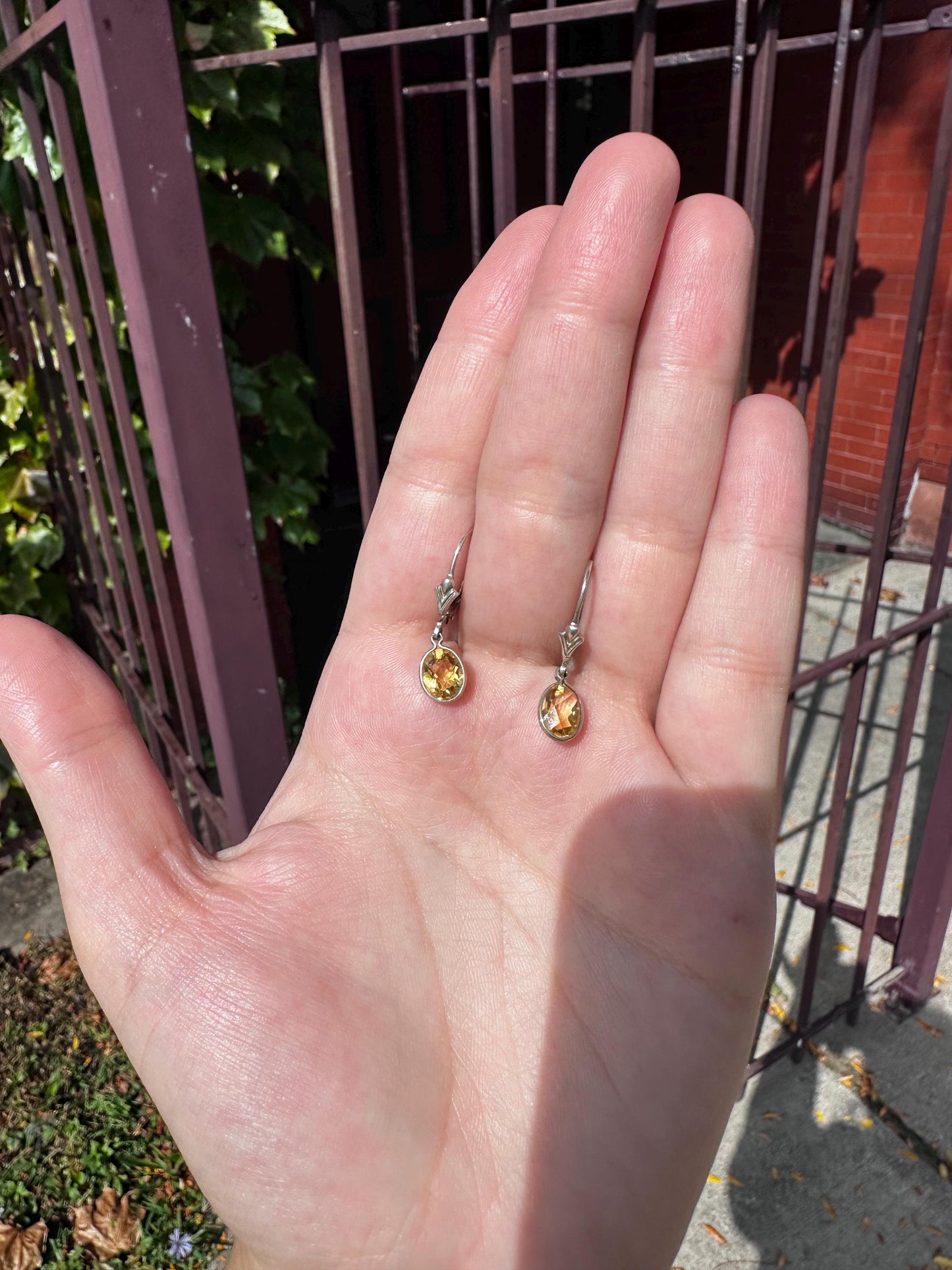 Sterling Silver Faceted Real Crystal and Gem Dangle Earrings Citrine Aquamarine Emerald and Saphire