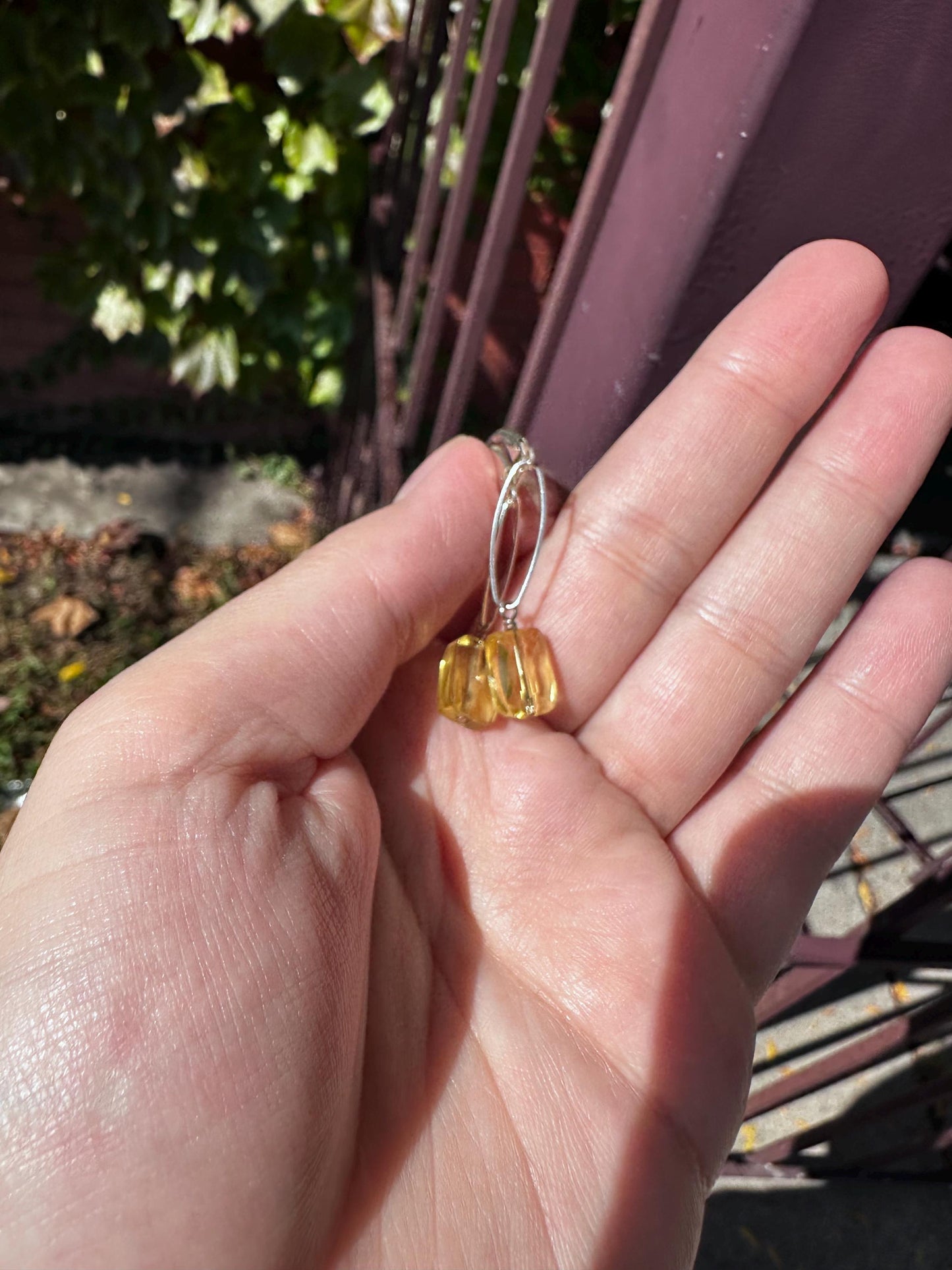 Sterling Silver Lemon Quartz/ Lemon Yellow Citrine Necklace and Earring Set