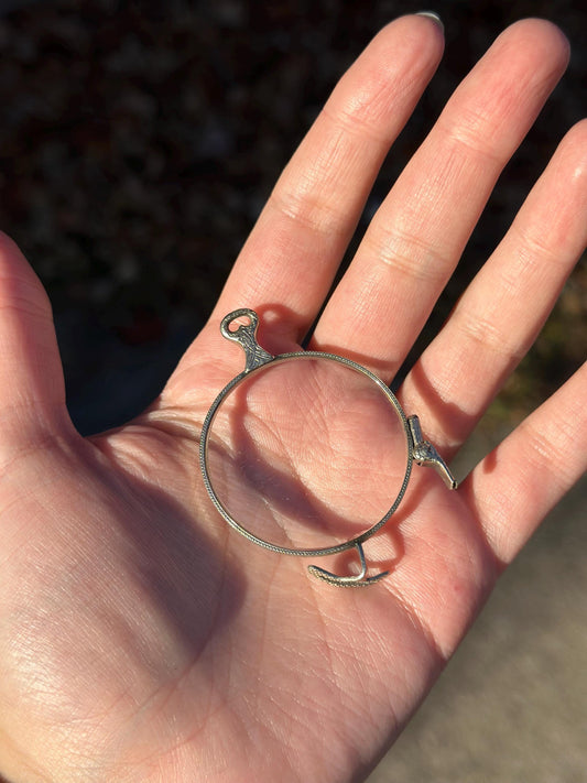 One Half of Victorian Antique Folding Glasses Monocle Silver Super Rare and Unique