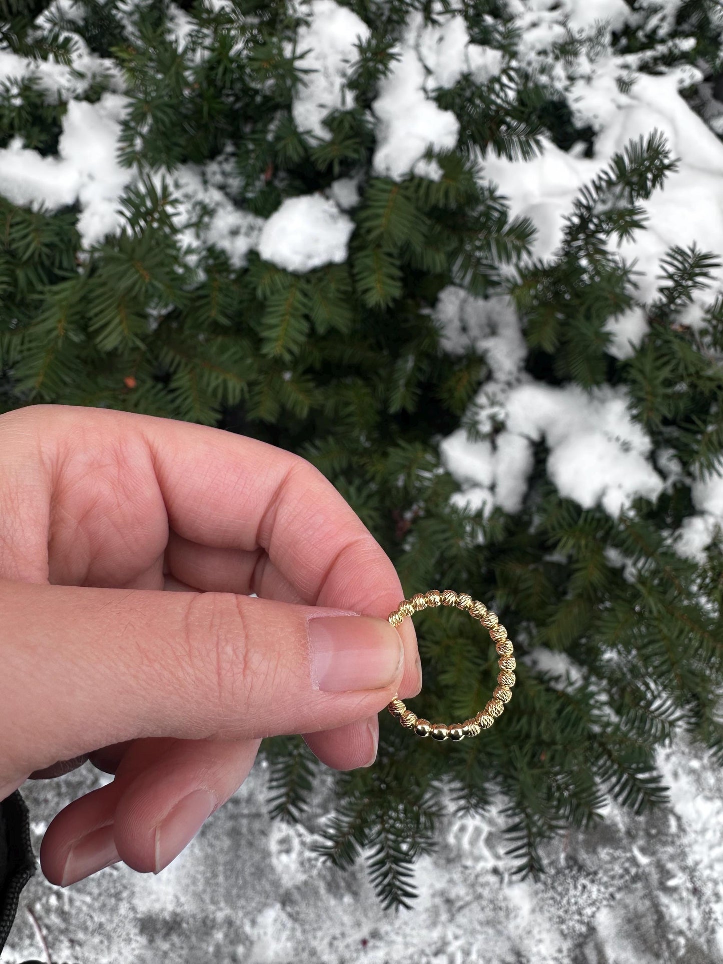 Modern Italian Sterling Silver Plated Gold Bead Secret Satisfying Fidget Ring for Anxiety Size 5.5-6