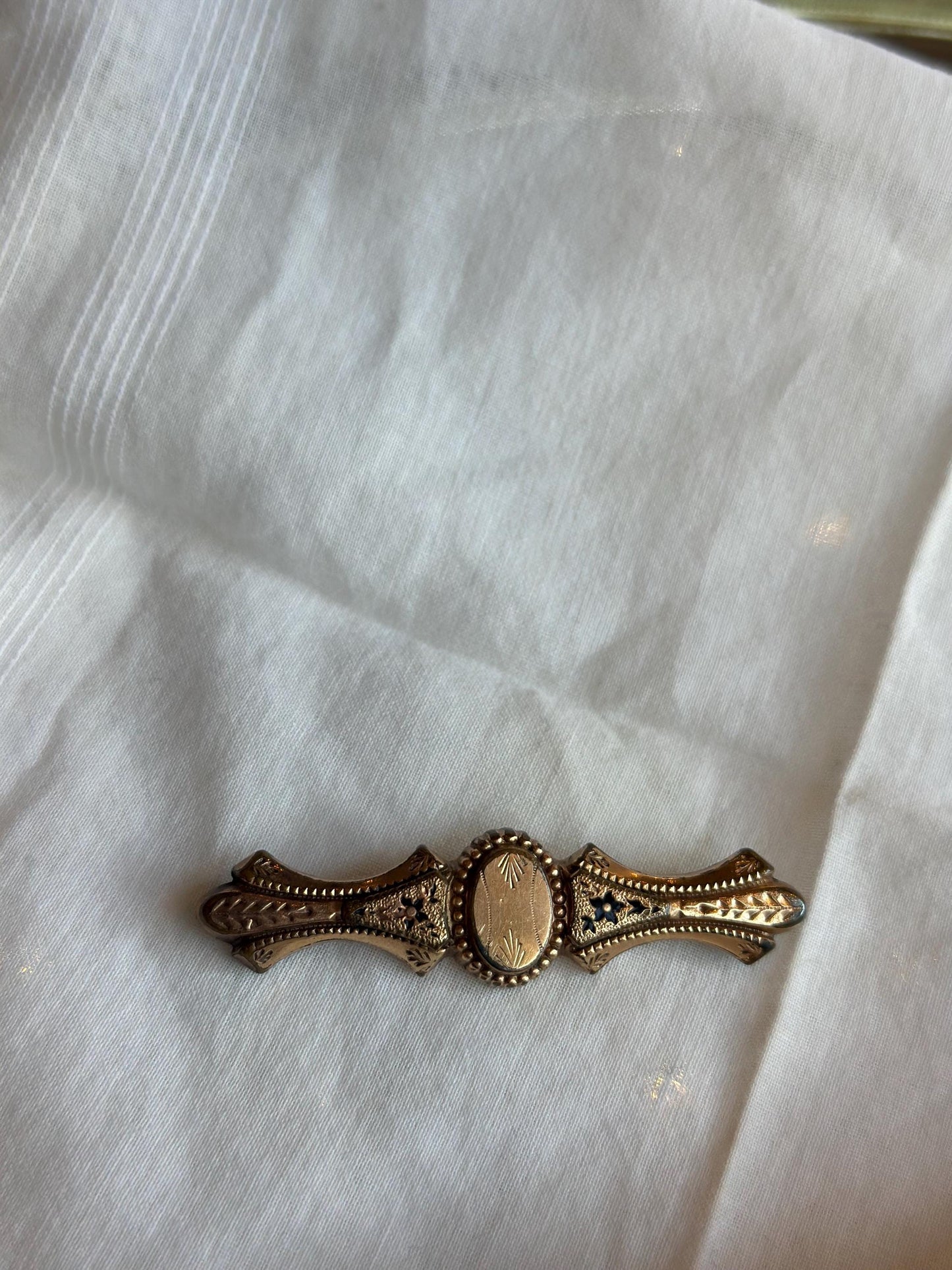 Antique Victorian Vintage Edwardian Gold Filled Bar Pin Brooch Signet Empty Engraveable