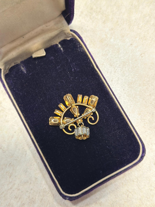 Vintage Art Deco Gold Tone Pin and Necklace Pendant
