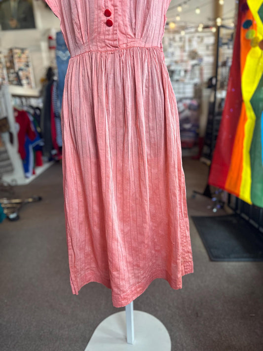 1940's Vintage Summer Dress Pretty Cinnamon Candy Color Size Small XS as is