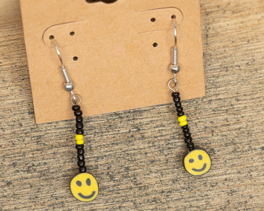 Smiley Face Beaded Dangle Earrings