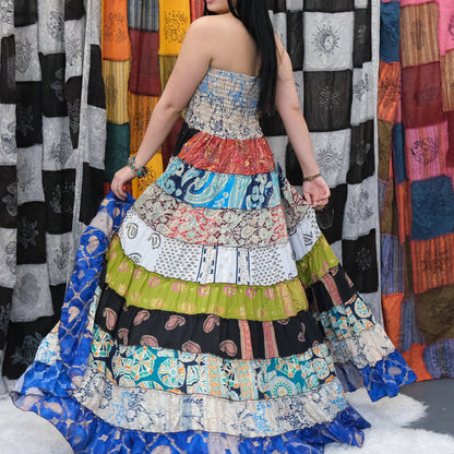 Patchwork Boho High Low Summer Boho Dress
