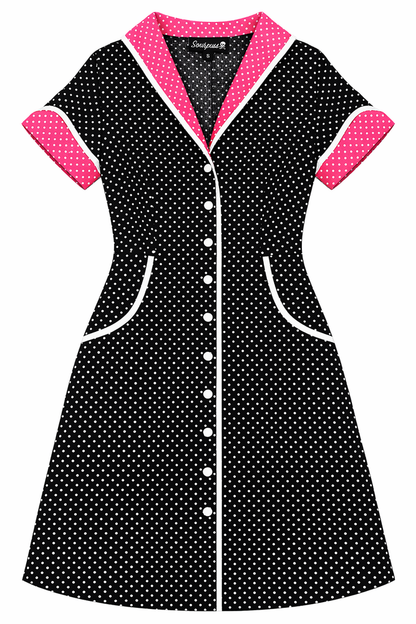 Sourpuss Peggy Sue Retro 1950s Diner Style Dress Polka Dots Dress
