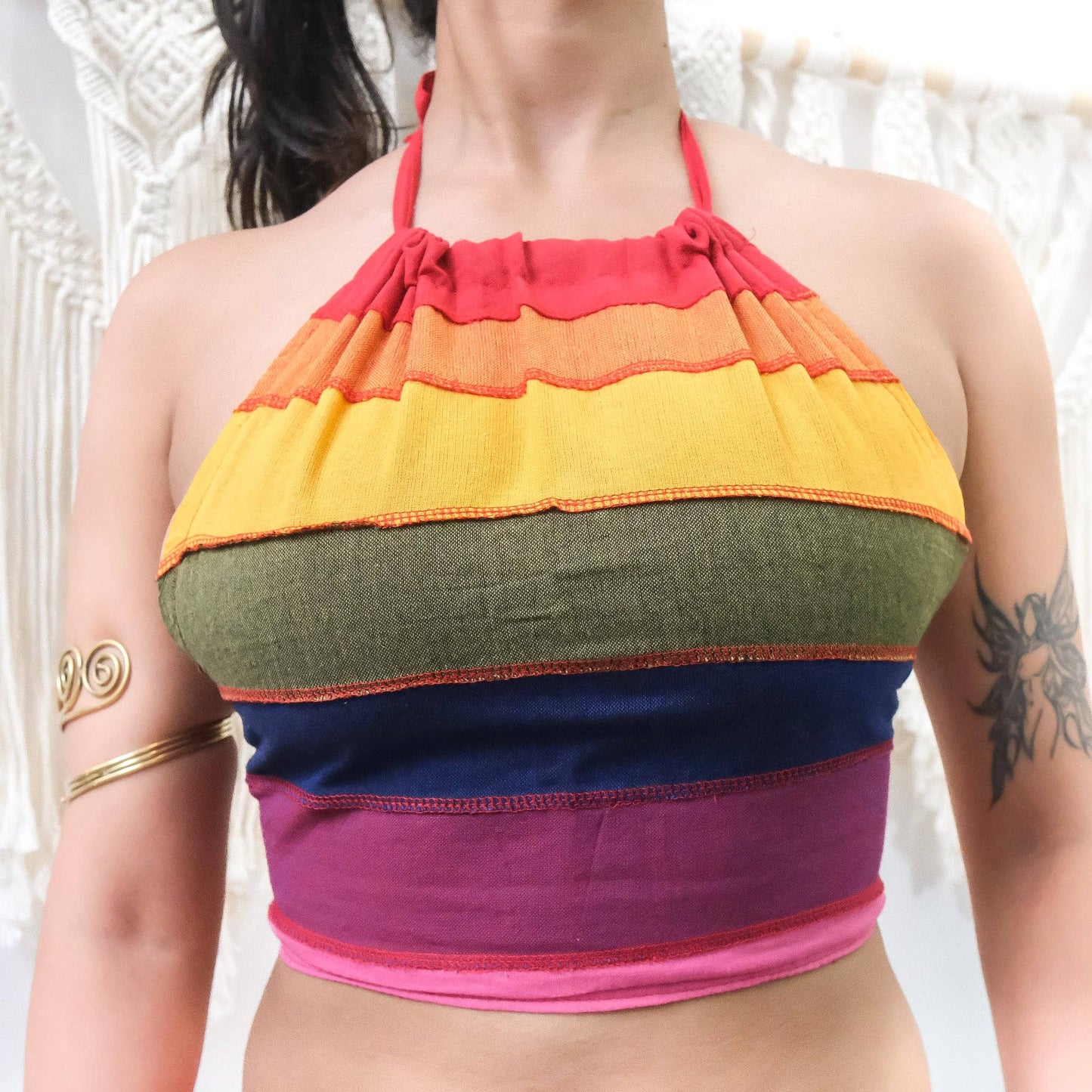 Rainbow Pride Reversible Cotton Halter Top