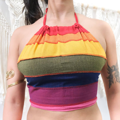 Rainbow Pride Reversible Cotton Halter Top
