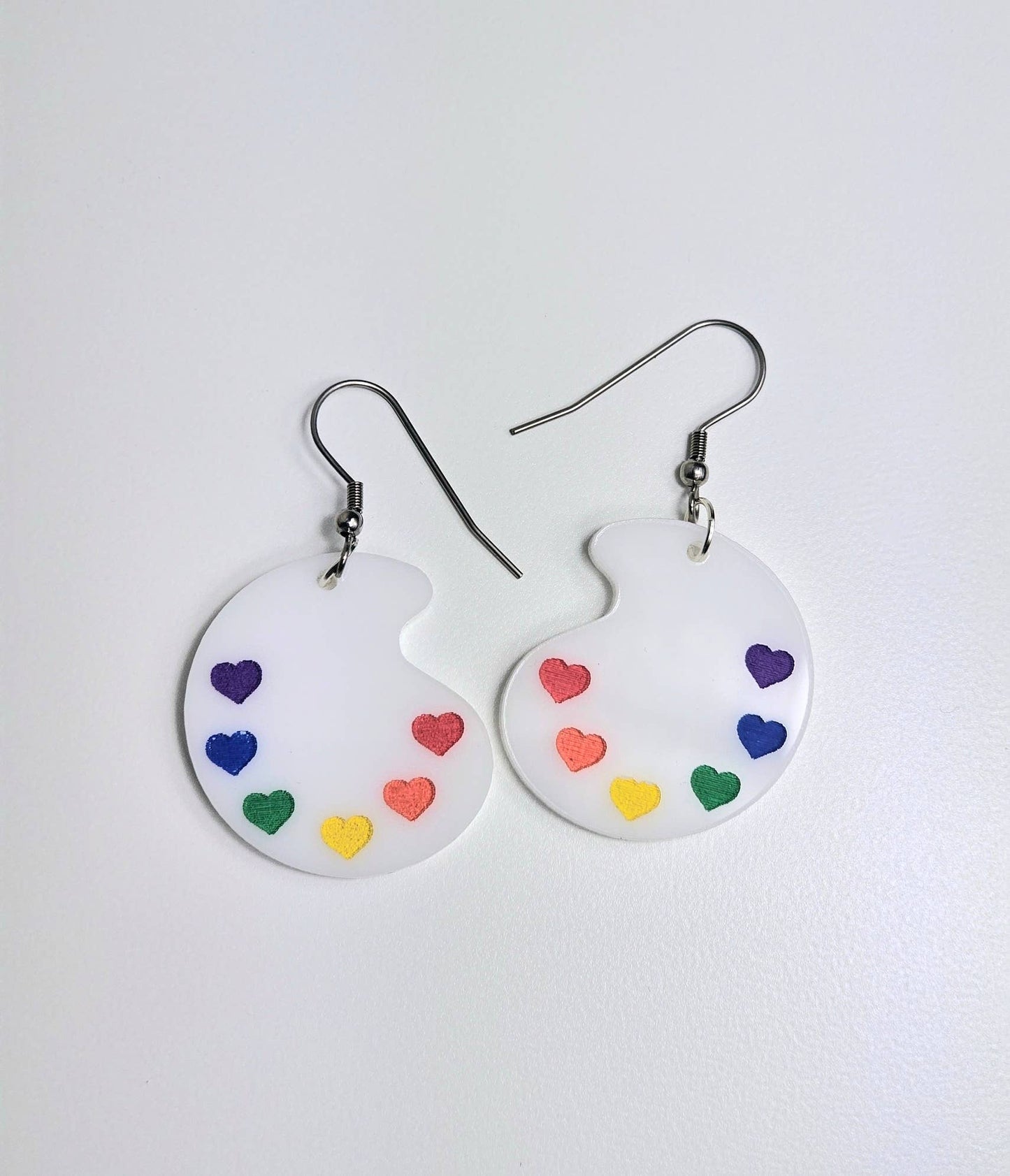 Rainbow Paint Pallet Earrings, Subtle Pride Earrings, Queer