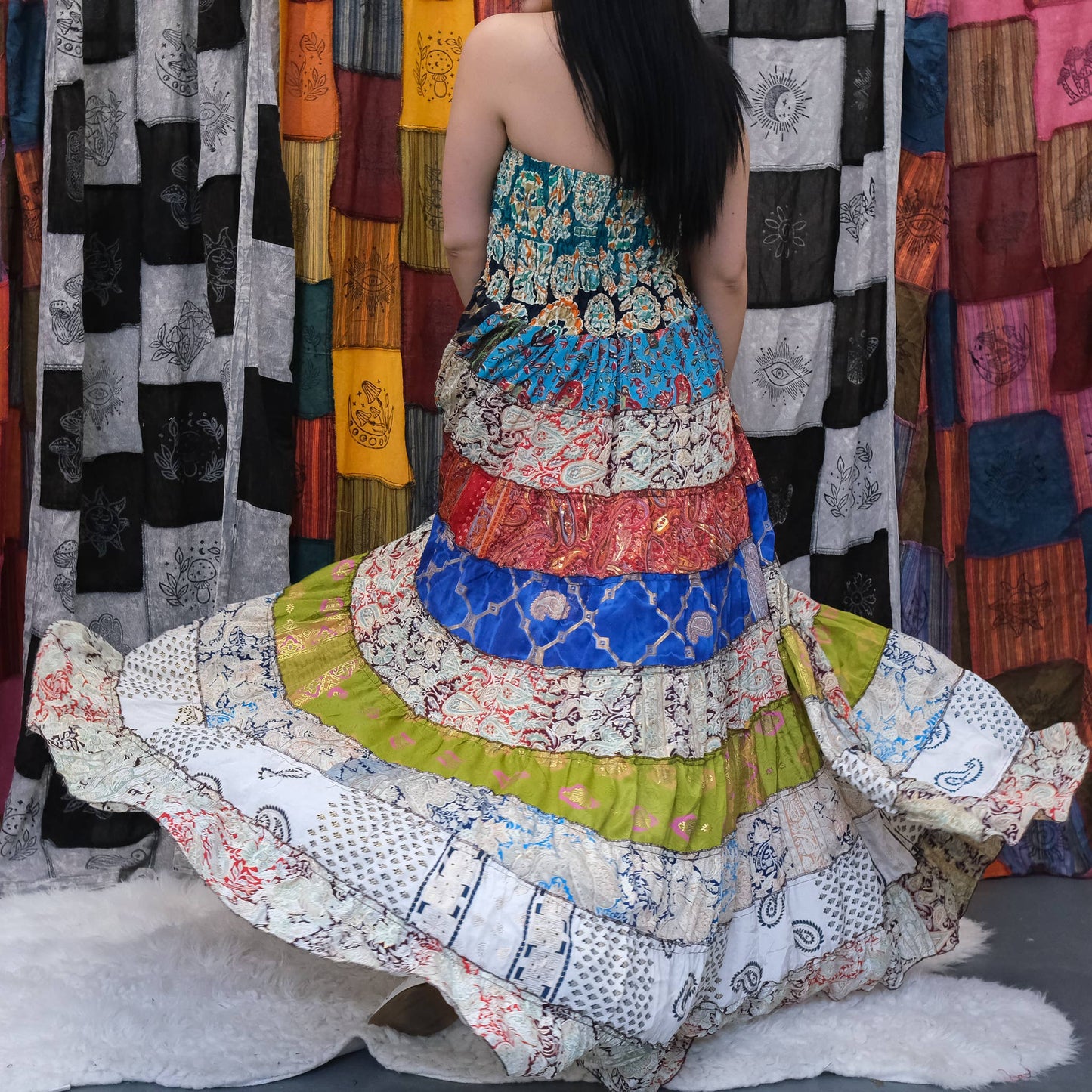 Patchwork Boho High Low Summer Boho Dress