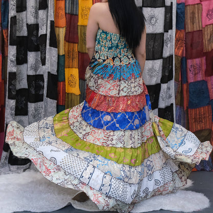 Patchwork Boho High Low Summer Boho Dress