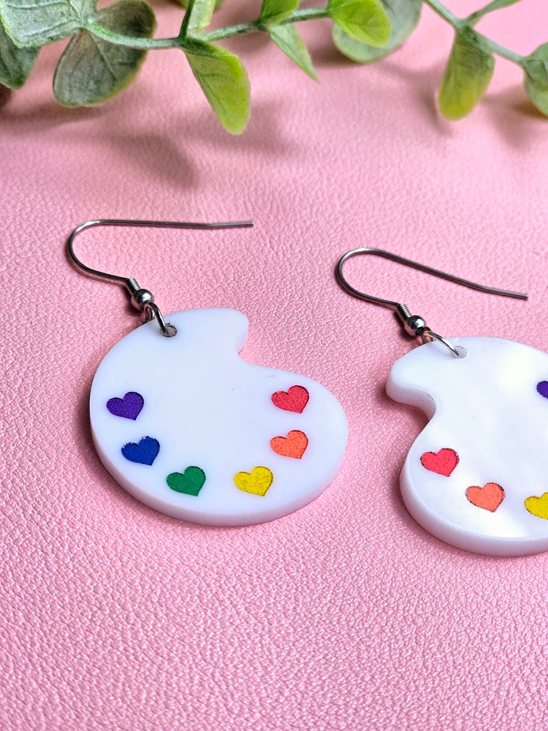 Rainbow Paint Pallet Earrings, Subtle Pride Earrings, Queer