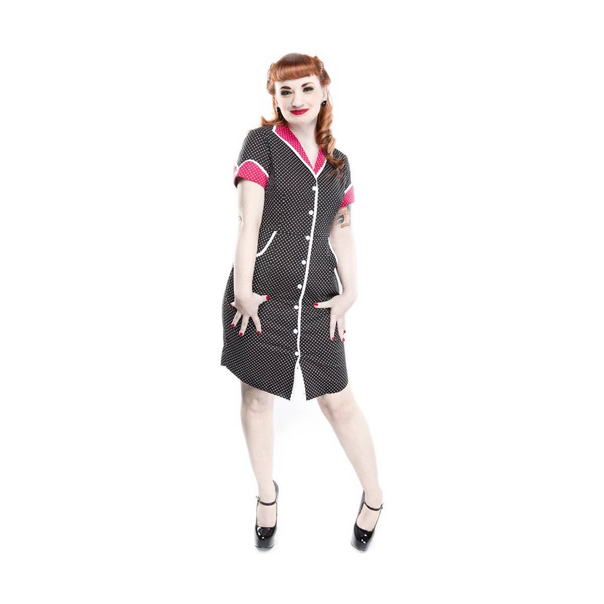 Sourpuss Peggy Sue Retro 1950s Diner Style Dress Polka Dots Dress