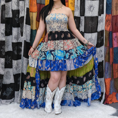 Patchwork Boho High Low Summer Boho Dress