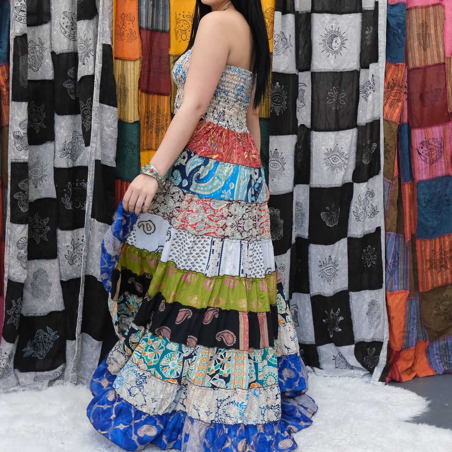 Patchwork Boho High Low Summer Boho Dress