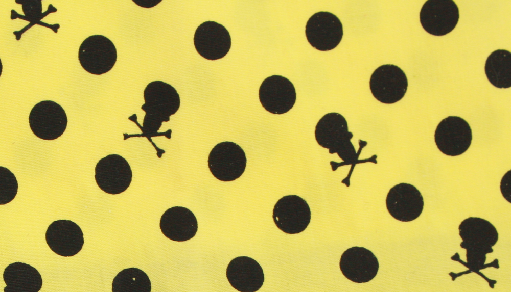 Sourpuss Yellow Ruffle, Punk Black Polka Dot Skull Skirt