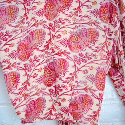 Floral Bohemian Hippie Style Bell Sleeve Wrap or Tie Top
