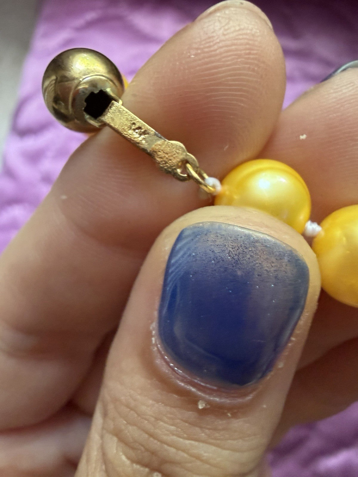 SOUTH SEA NATURAL yellow PEARL NECKLACE 11-12MM 14K GOLD CLASP 18''
