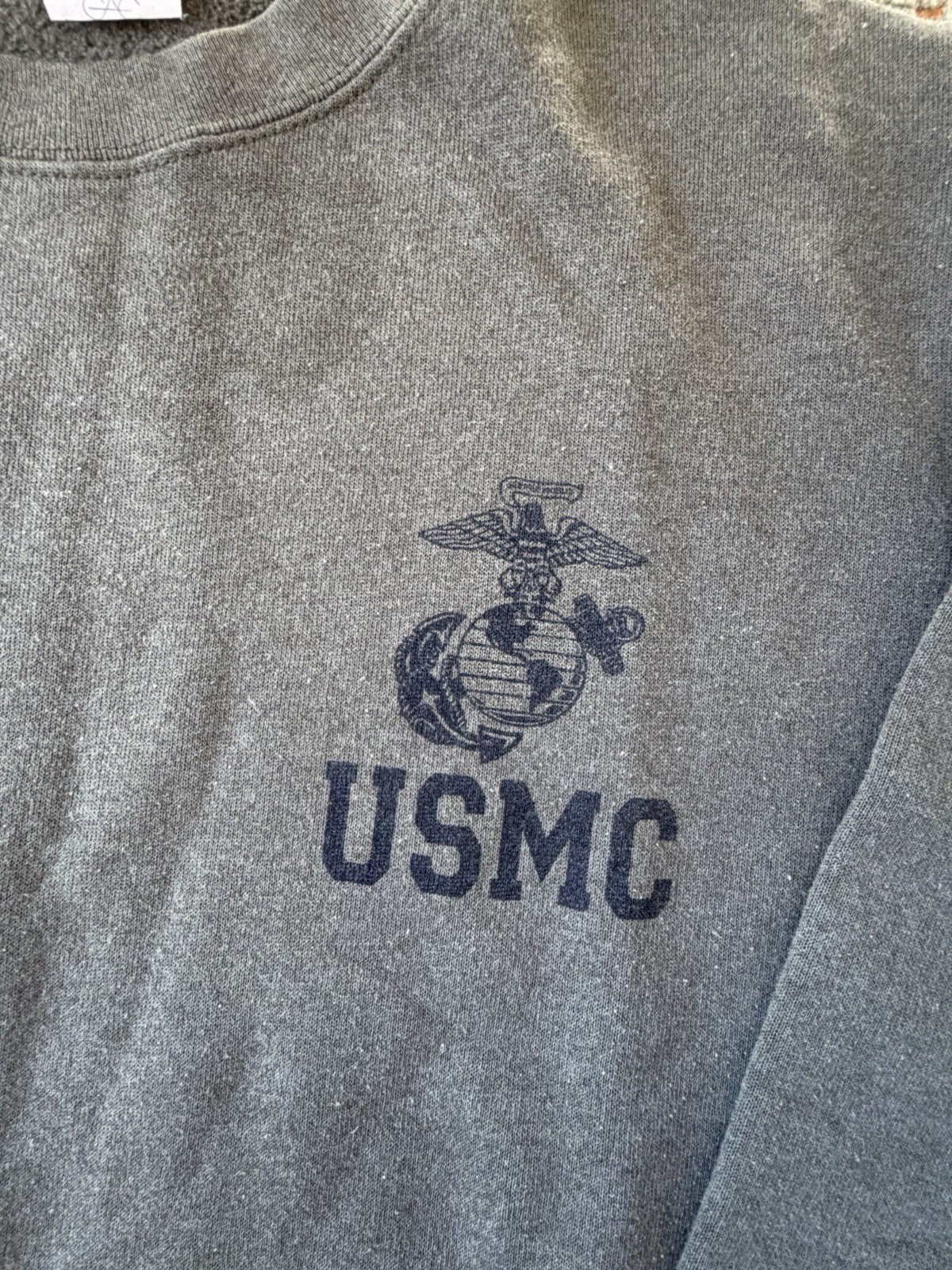 AS IS Vintage USMC Marines Sweatshirt Mens Medium M Green Pullover