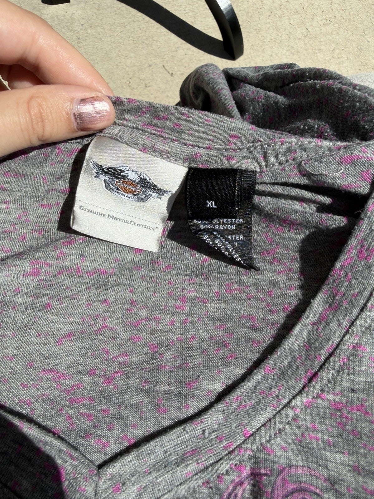Harley Davidson Vintage Y2K Bedazzled Grey Tee Shirt Size XL