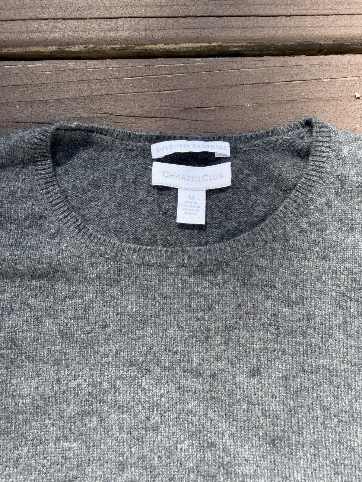 Charter Club Luxury Women's Cashmere Pullover Sweater Knitted Gray Sz Medium