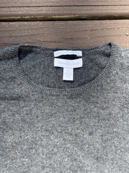 Charter Club Luxury Women's Cashmere Pullover Sweater Knitted Gray Sz Medium
