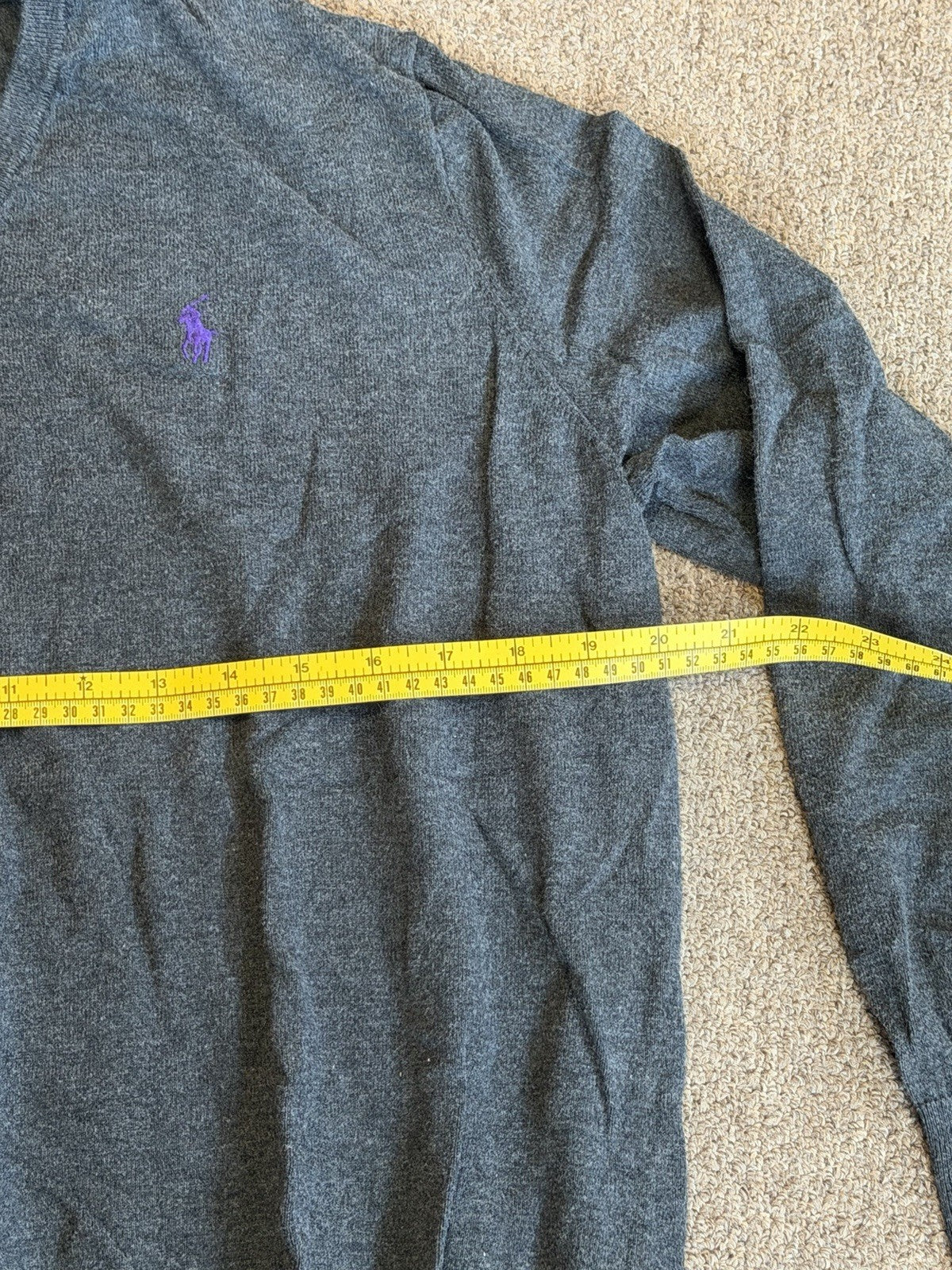 Polo Ralph Lauren Men's Long Sleeve V-Neck T-Shirt Charcoal Gray L