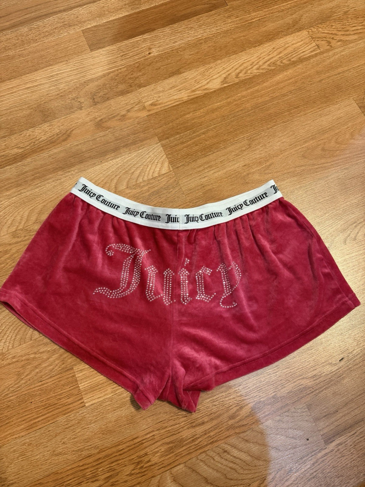 Juicy Couture Bling Pink Soft Velvet Sleepwear Lounge Shorts Women's SZ L