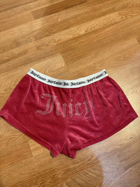 Juicy Couture Bling Pink Soft Velvet Sleepwear Lounge Shorts Women's SZ L