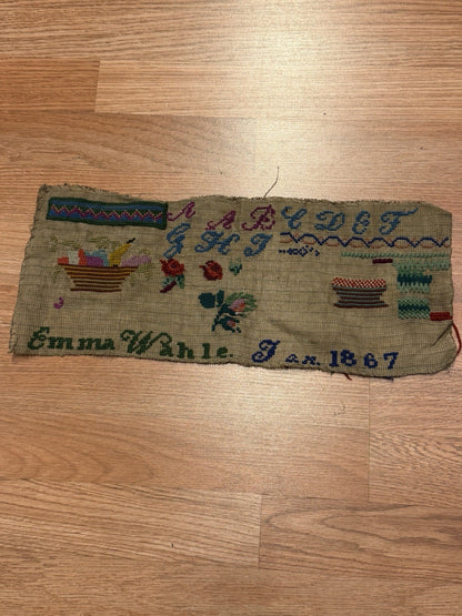 AS IS Lot Of 2 Antique 1800s Embroidery Needlework Sampler