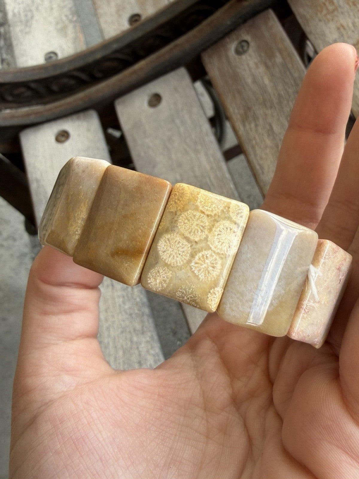 Fossilized Agate Chunky Coral Bracelet