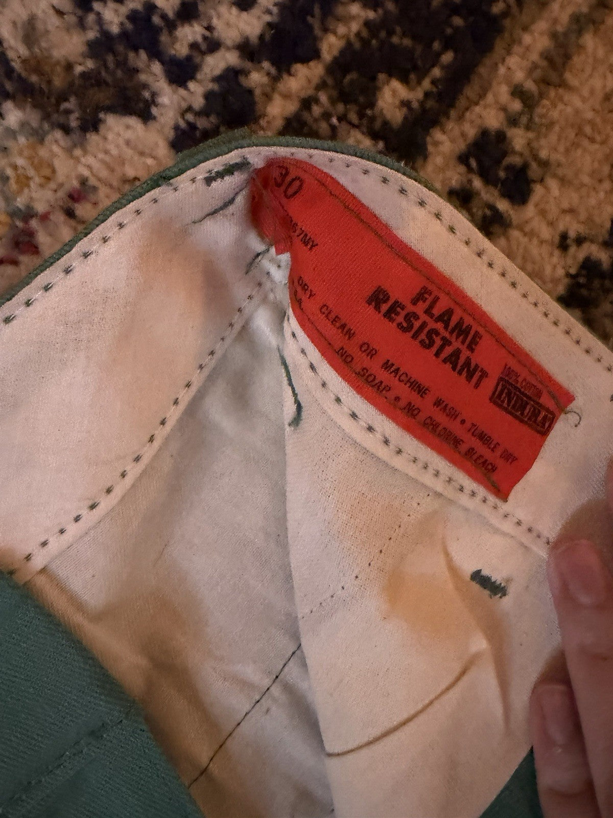 Indura Cotton Flame Resistant Pants Green Size 30