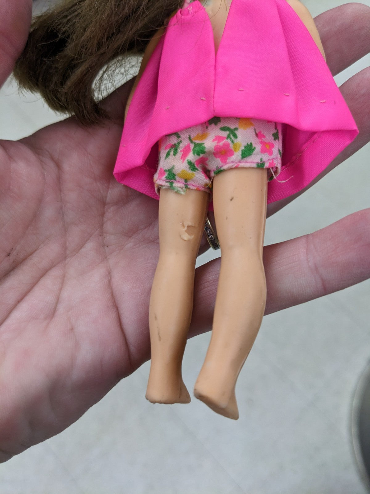 Barbie Tutti Doll Brunette With Outfit One Green Ear As Is 