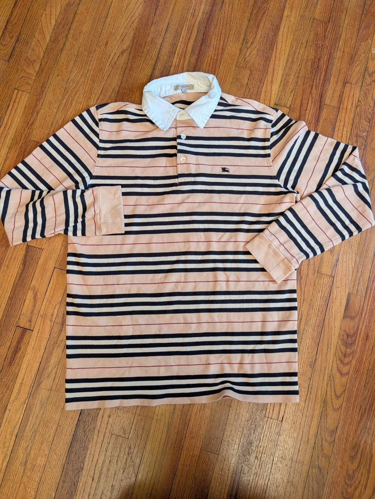 BURBERRY LONDON Size M Nova Stripe Cotton Long Sleeve Polo Rugby 