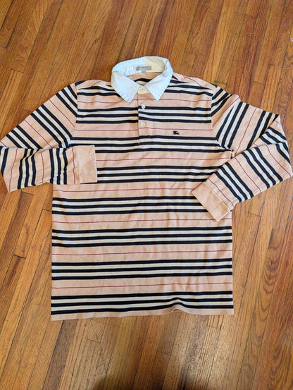 BURBERRY LONDON Size M Nova Stripe Cotton Long Sleeve Polo Rugby 